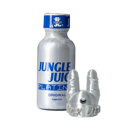 Jungle Juice Platinum - Extreme Formula Poppers + Dick Deep® Poppers Sniffer Cap in Shiny Silver - special Pack Price - Worldwide Delivery - tracked shipment - www.dick-deep.com